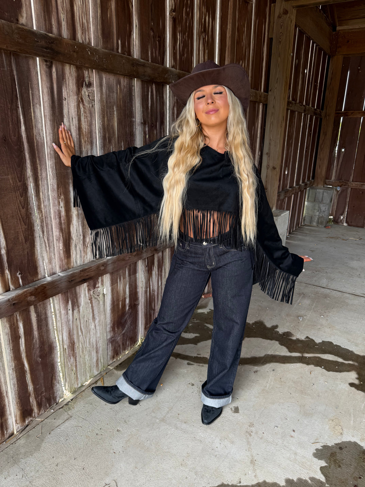 The Stallion Fringe Top in Black