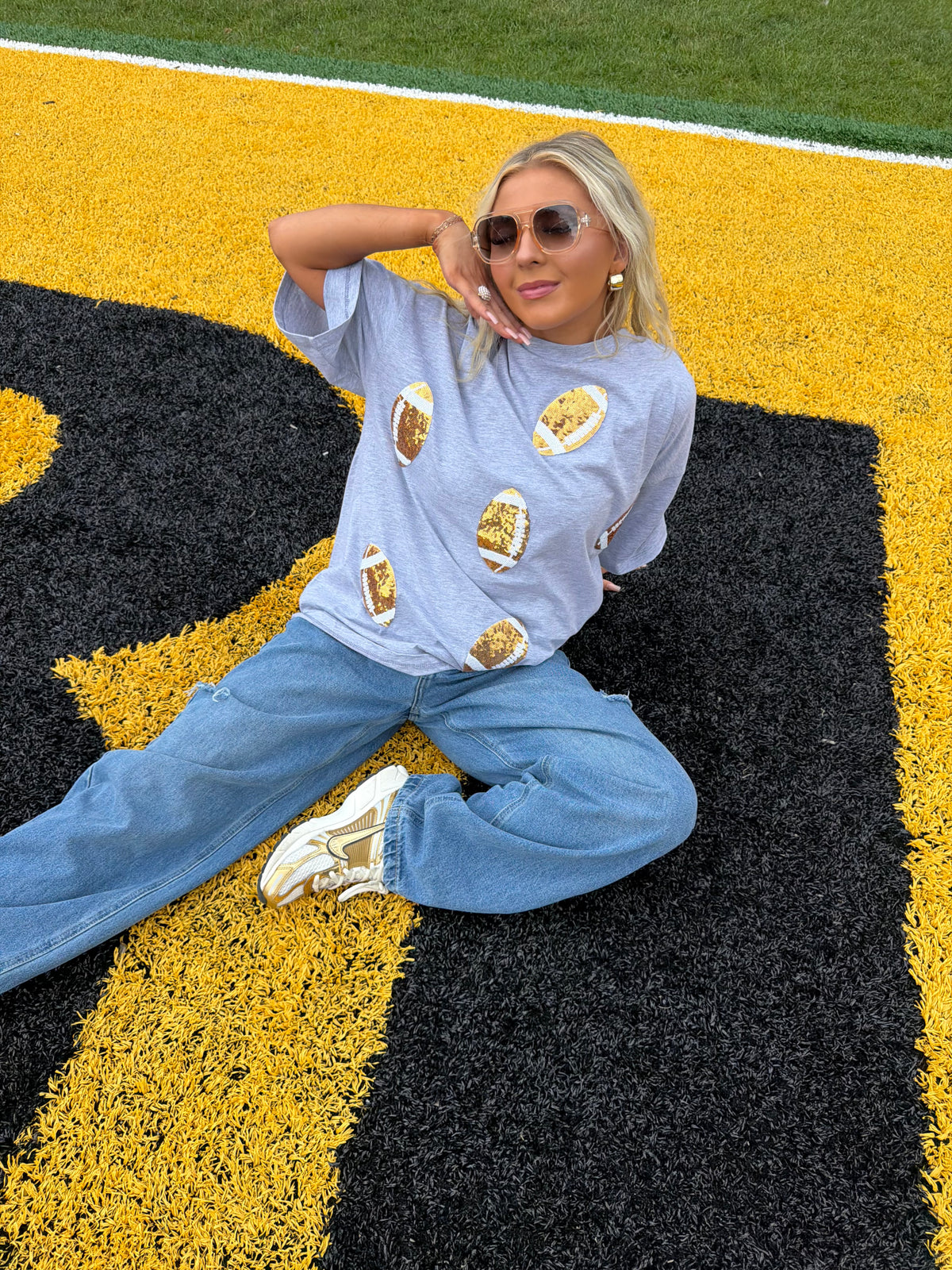 Game Day Dazzle Tee in Grey FINAL SALE