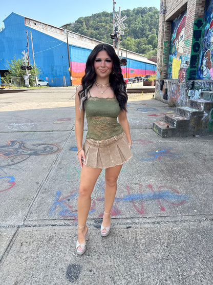 Lil Lace Olive Martini Tank