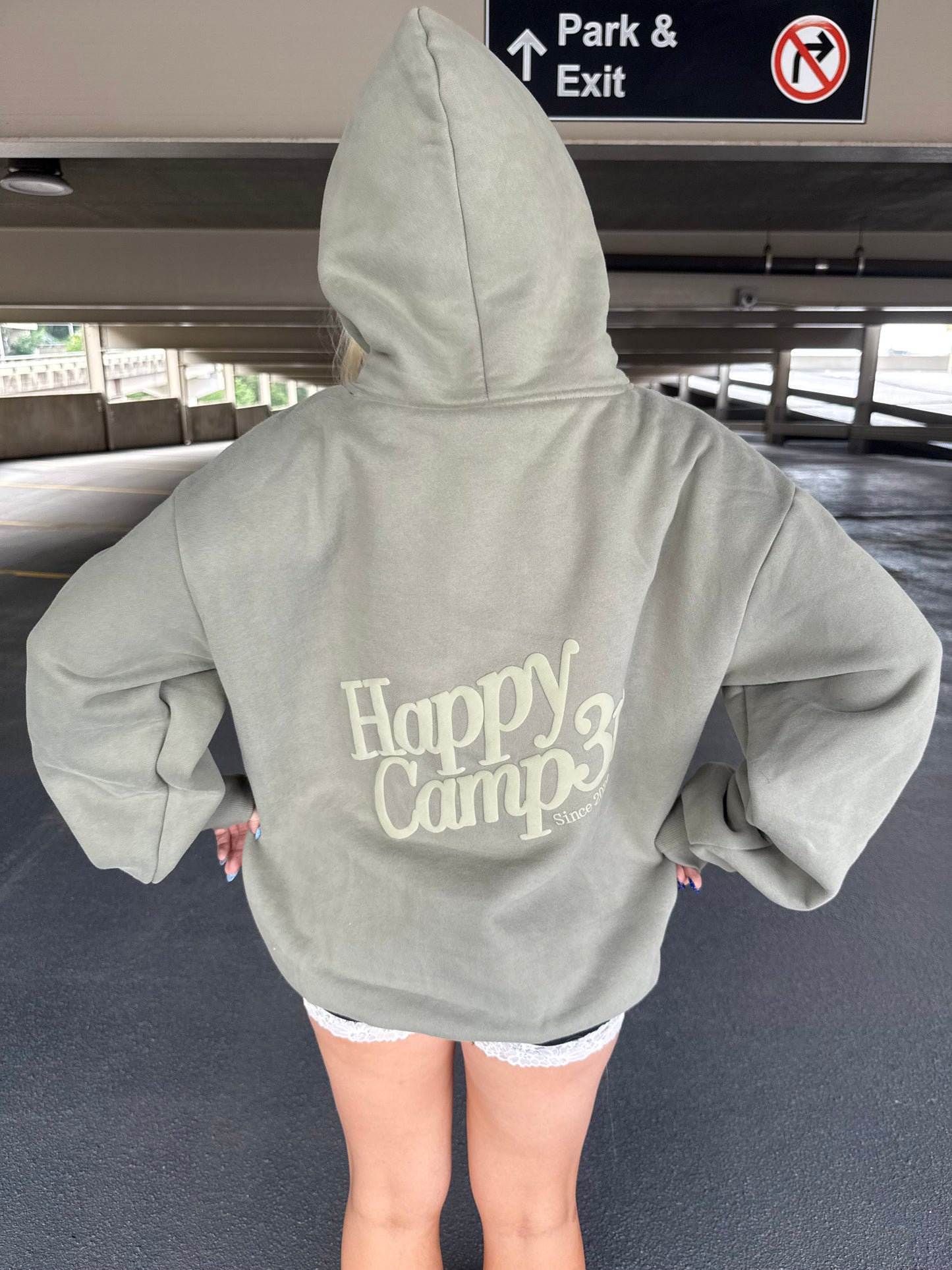 Happy Camp3r Puff Series Hoodie in Olive