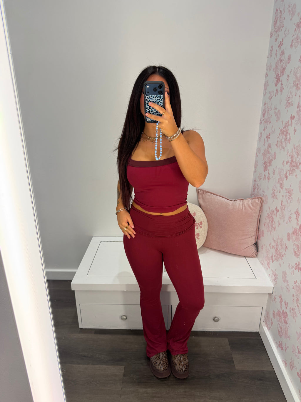 Shopping Addiction Contrast Tank in Deep Red