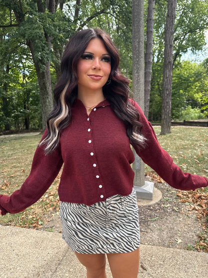 Bout Time Burgundy Cardi