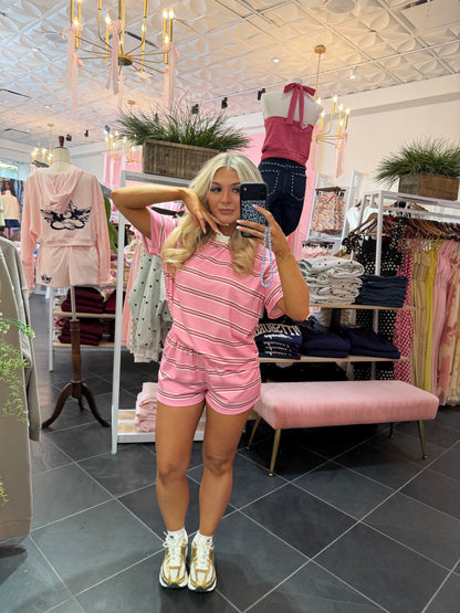 Bigger Issues Striped Set Pink (SHORTS)