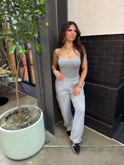 Kim Lace Bodysuit in Heather Grey