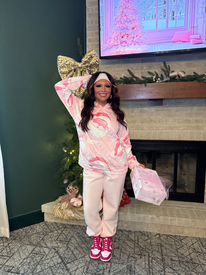 Quilted Santa Hat Pink Hoodie