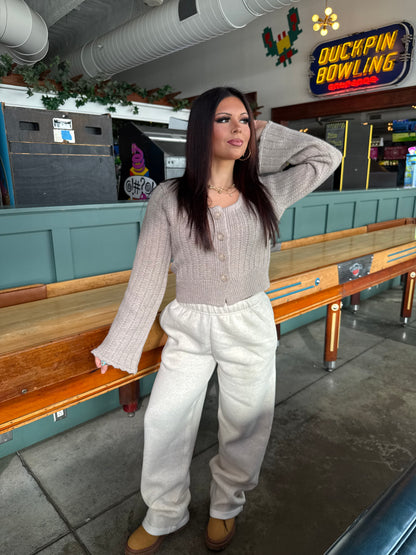 Marled Taupe Cardi Girl