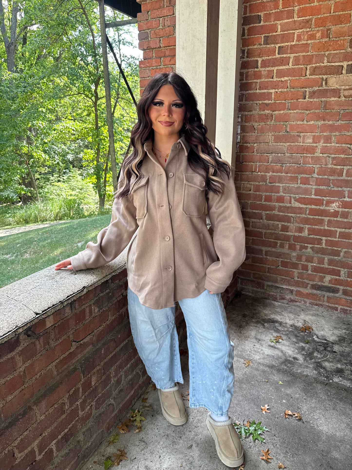 Shopping Addict Shacket in Taupe