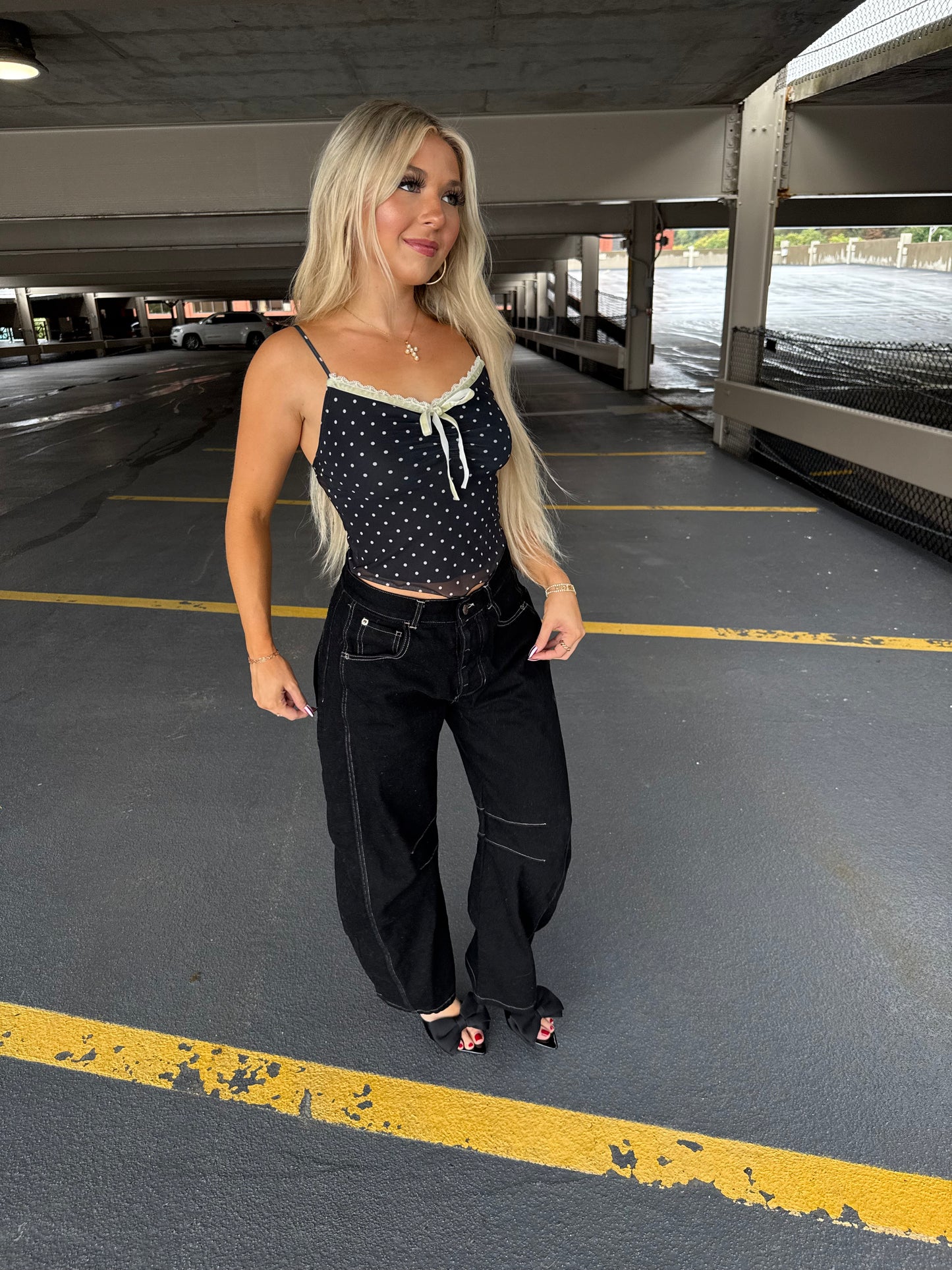 Celene Polka Tank in Black