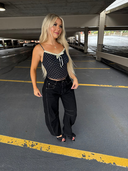 Celene Polka Tank in Black