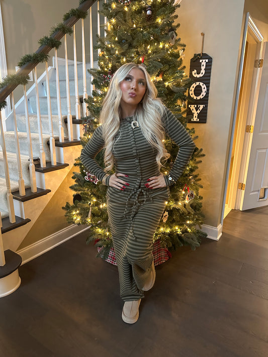 Melrose Stripe Set OLIVE (PANT ONLY)