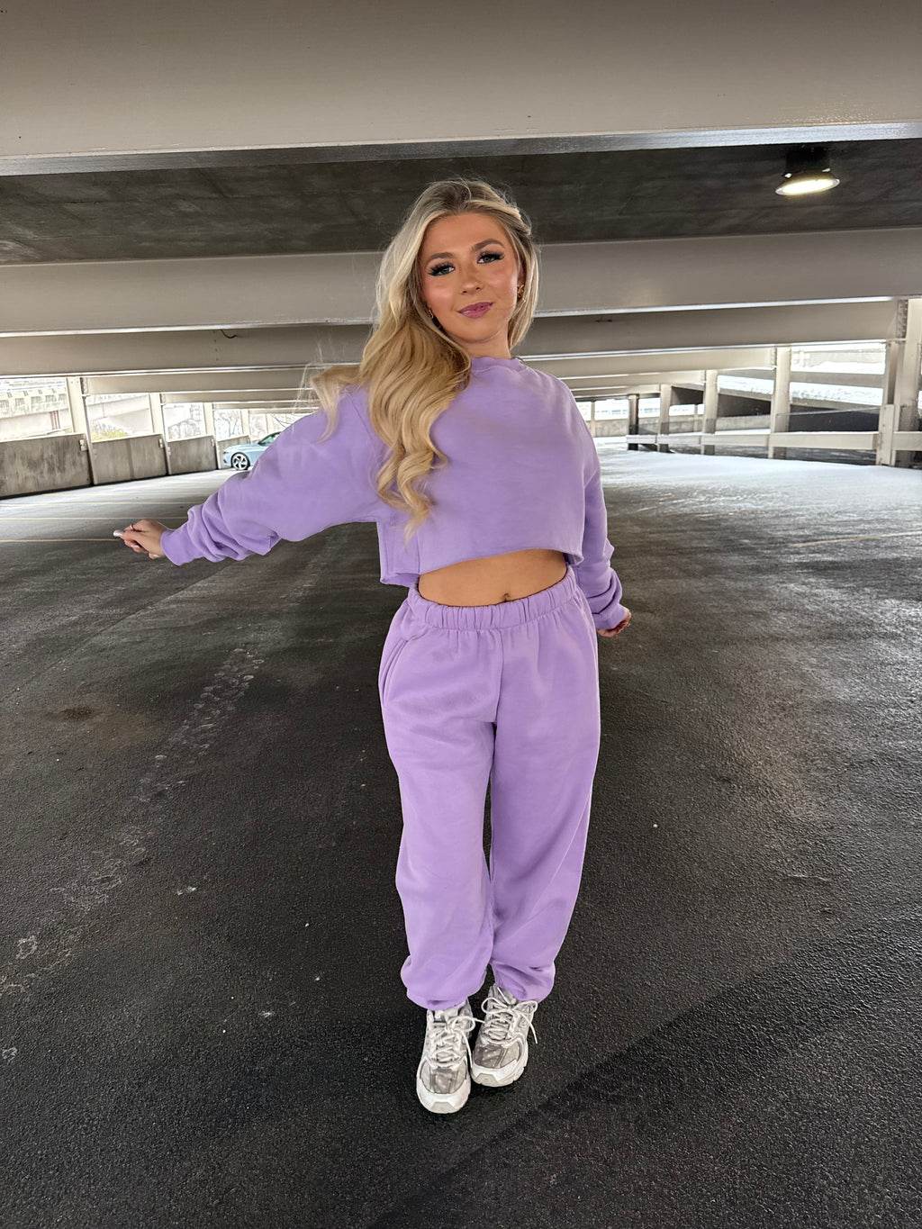 So Fetch Cropped Crew in Bright Lav