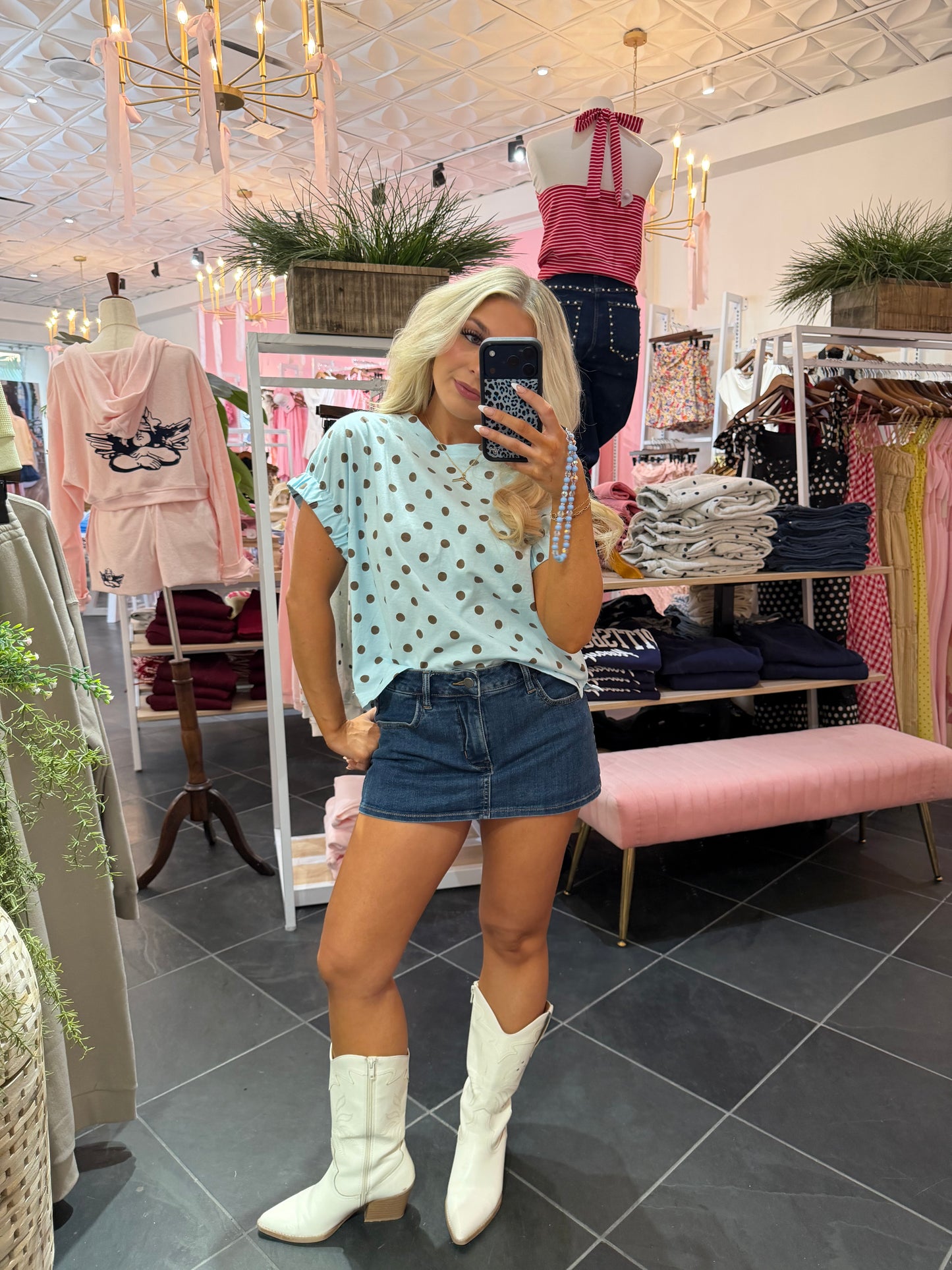 Soundtrack Polka Tee in Blue