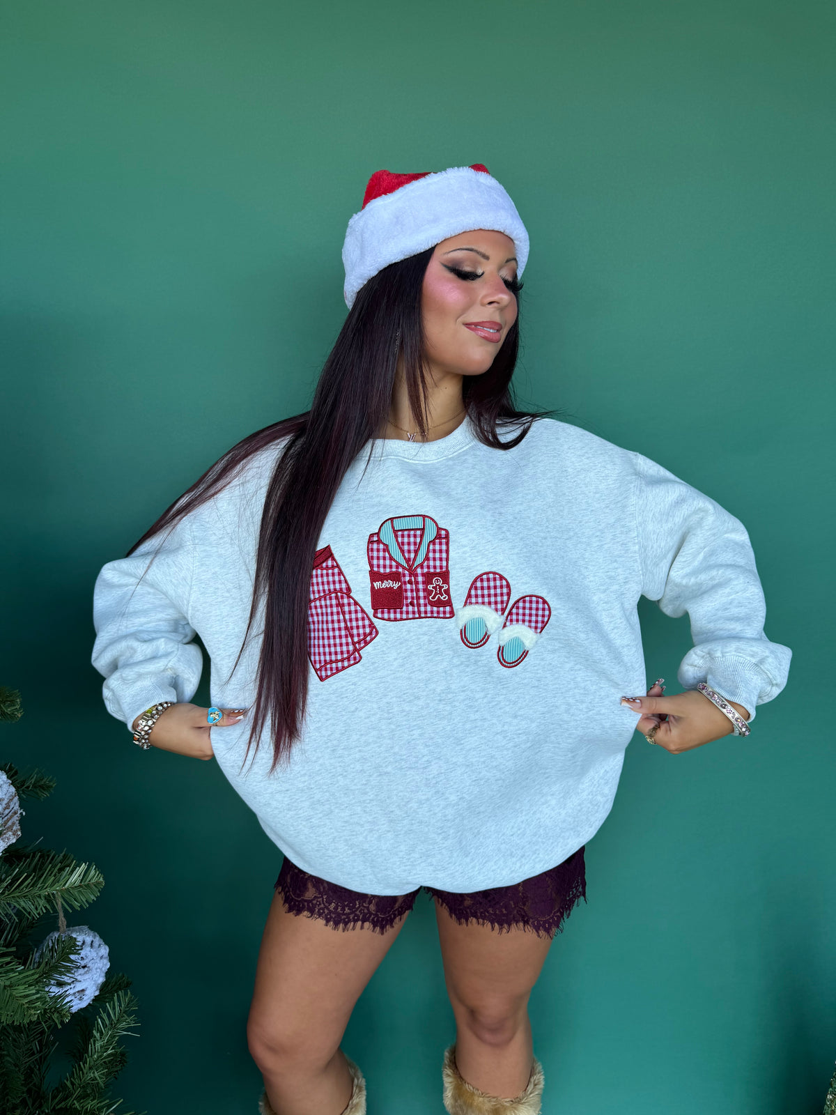 Pjs & Slippers Crewneck in Grey FINAL SALE