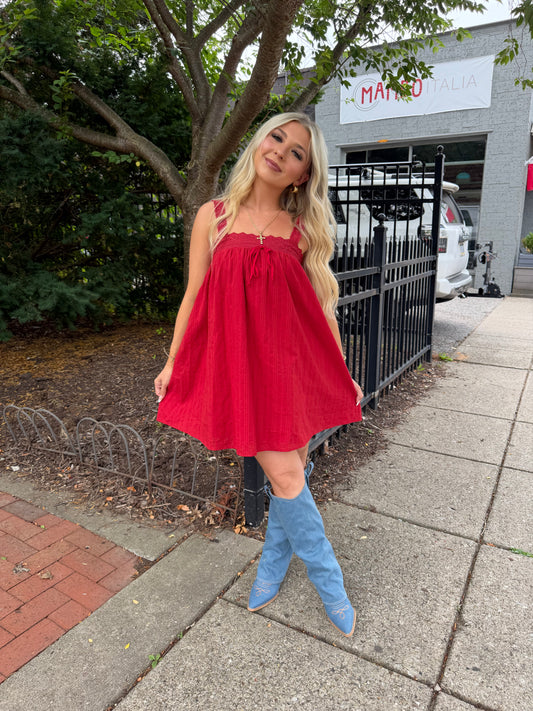 Western Sabrina Mini Dress