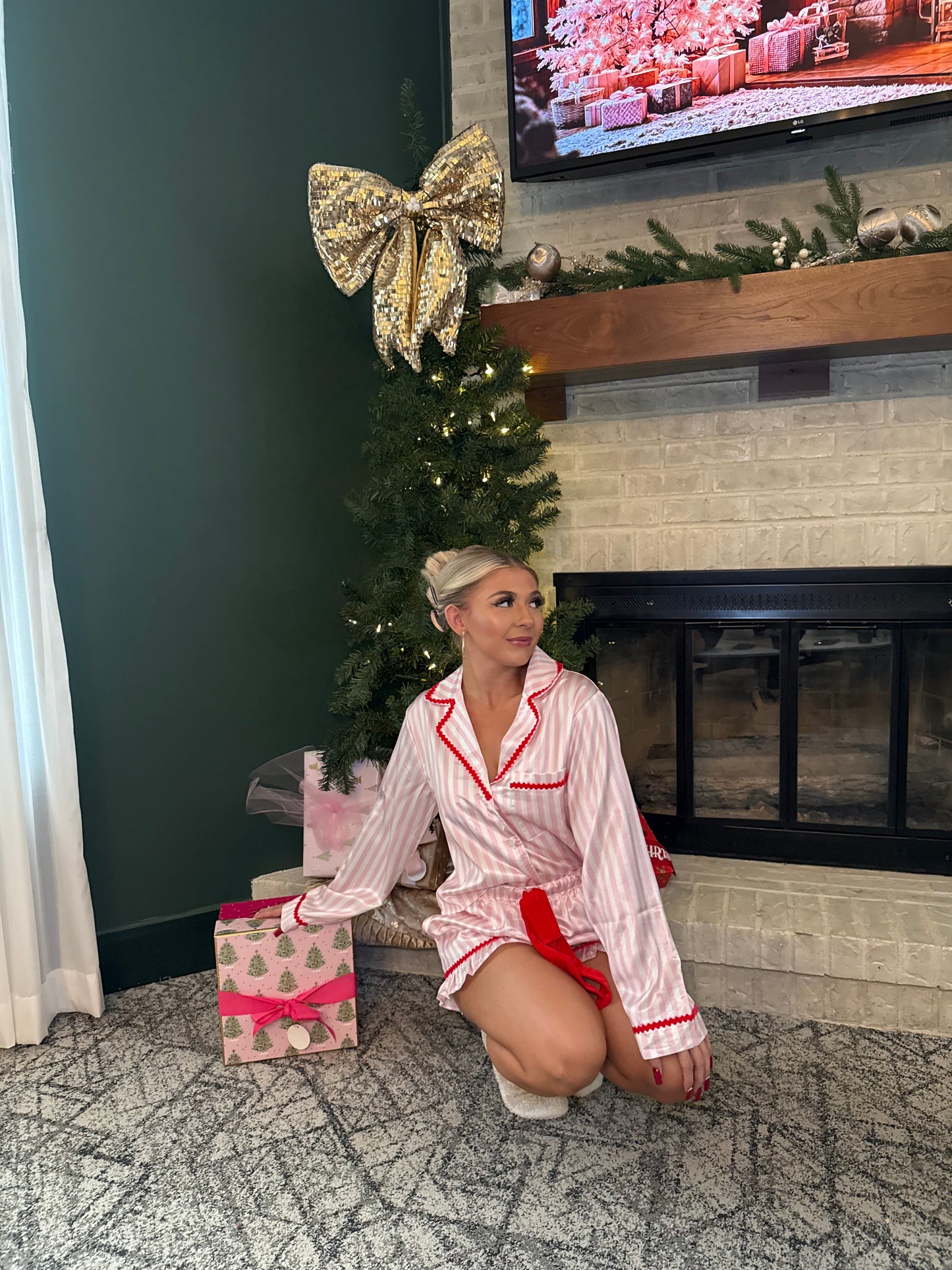 Merry & Bright Pink/Red Jammies (SOLD TOGETHER)