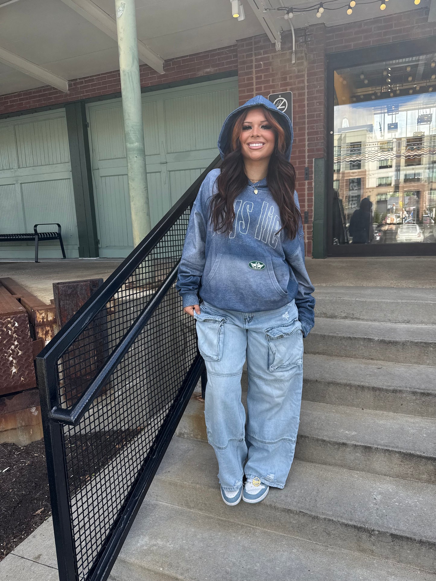 Boys Lie Done Denim Racer Hoodie