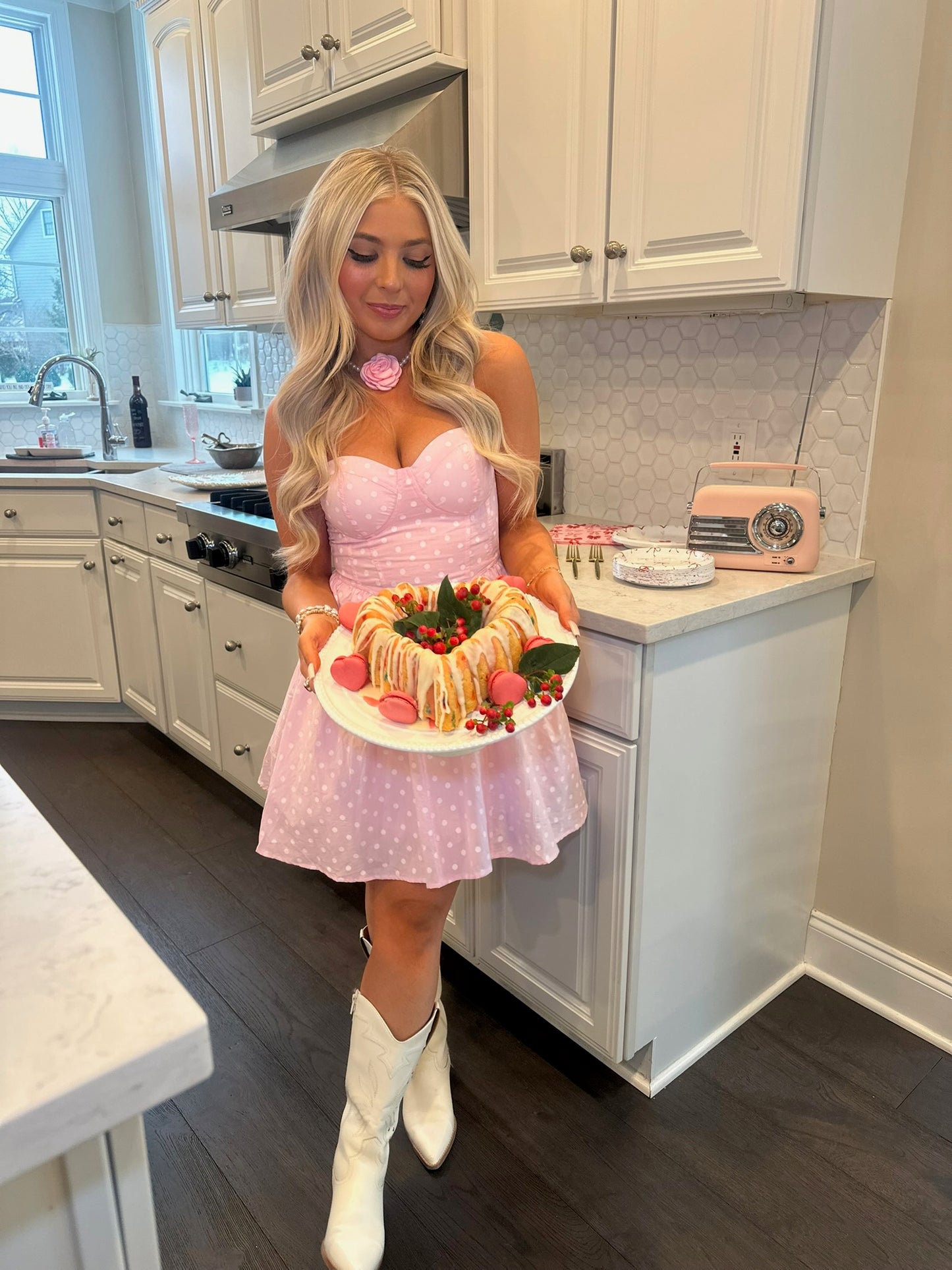 Affectionate Pink Polka Mini Dress
