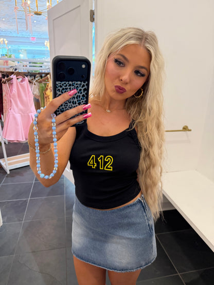 412 Black w/ Gold Embroidery Tank