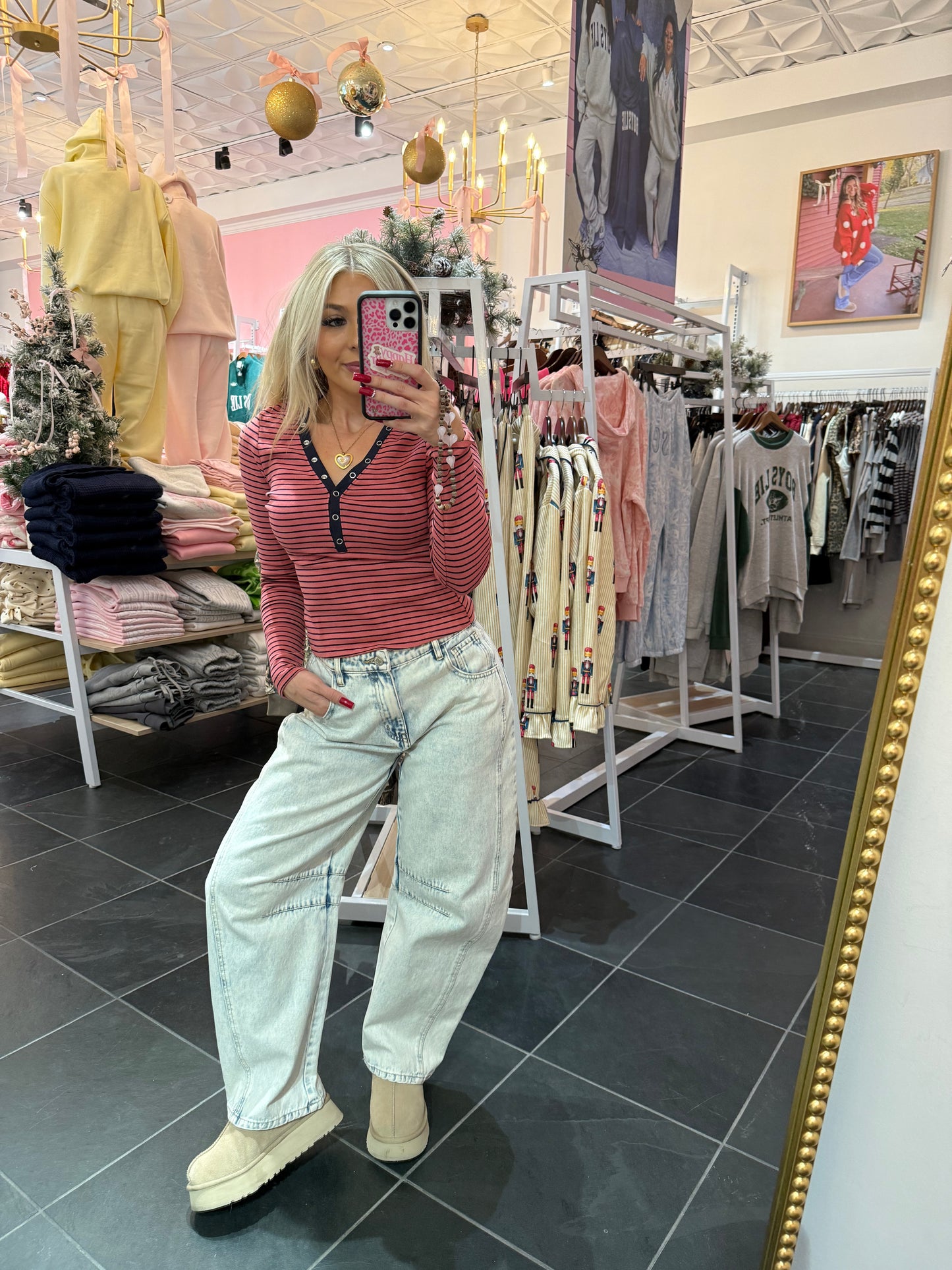 Study Break Striped L/S in Pink