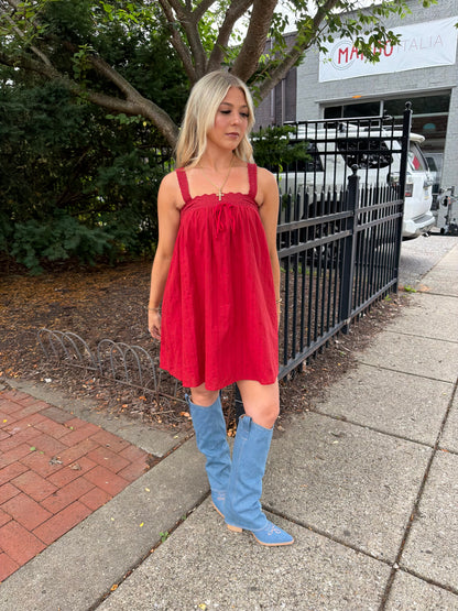 Western Sabrina Mini Dress