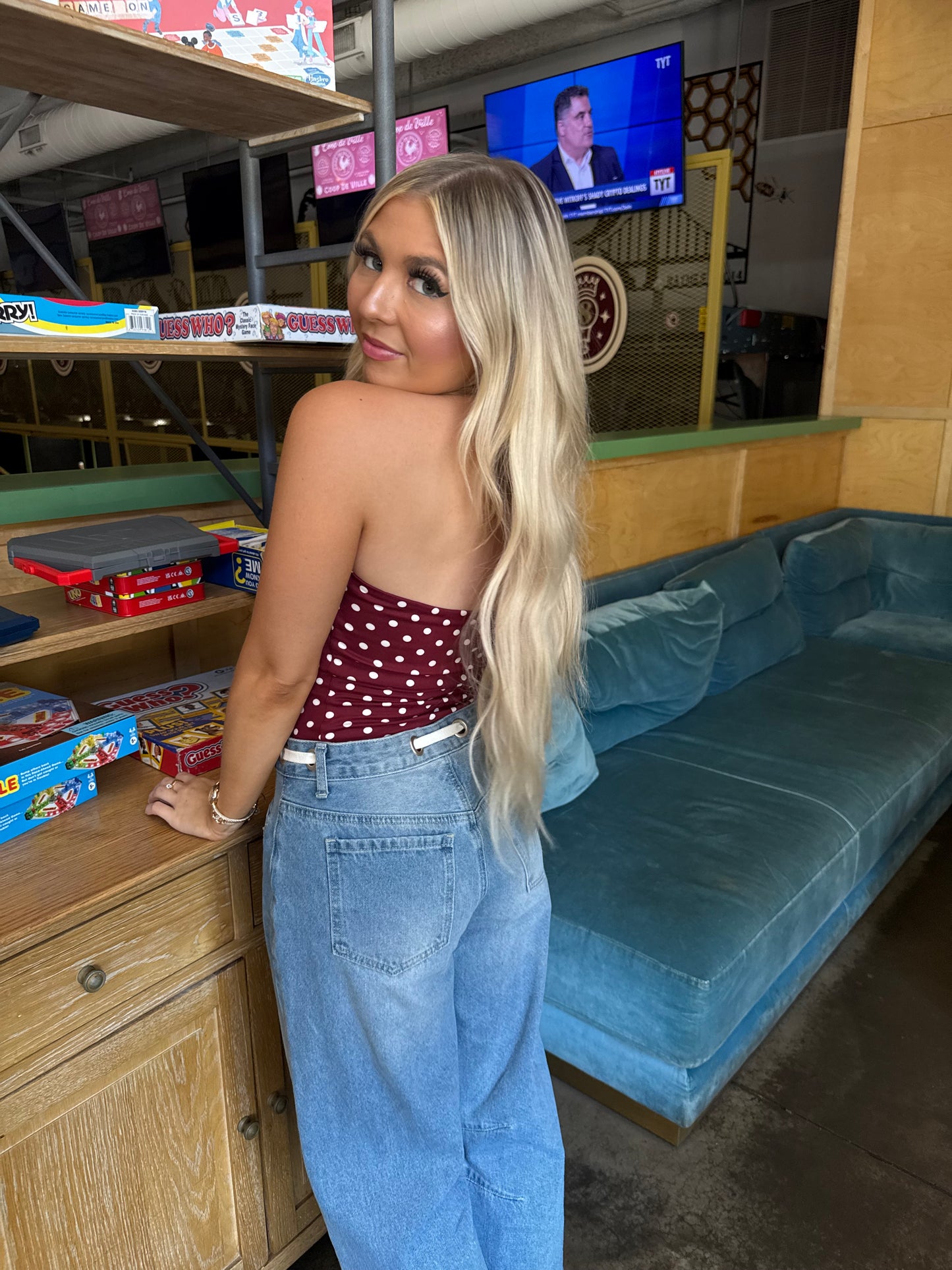 Laced Lover Polka Tube in Burgundy