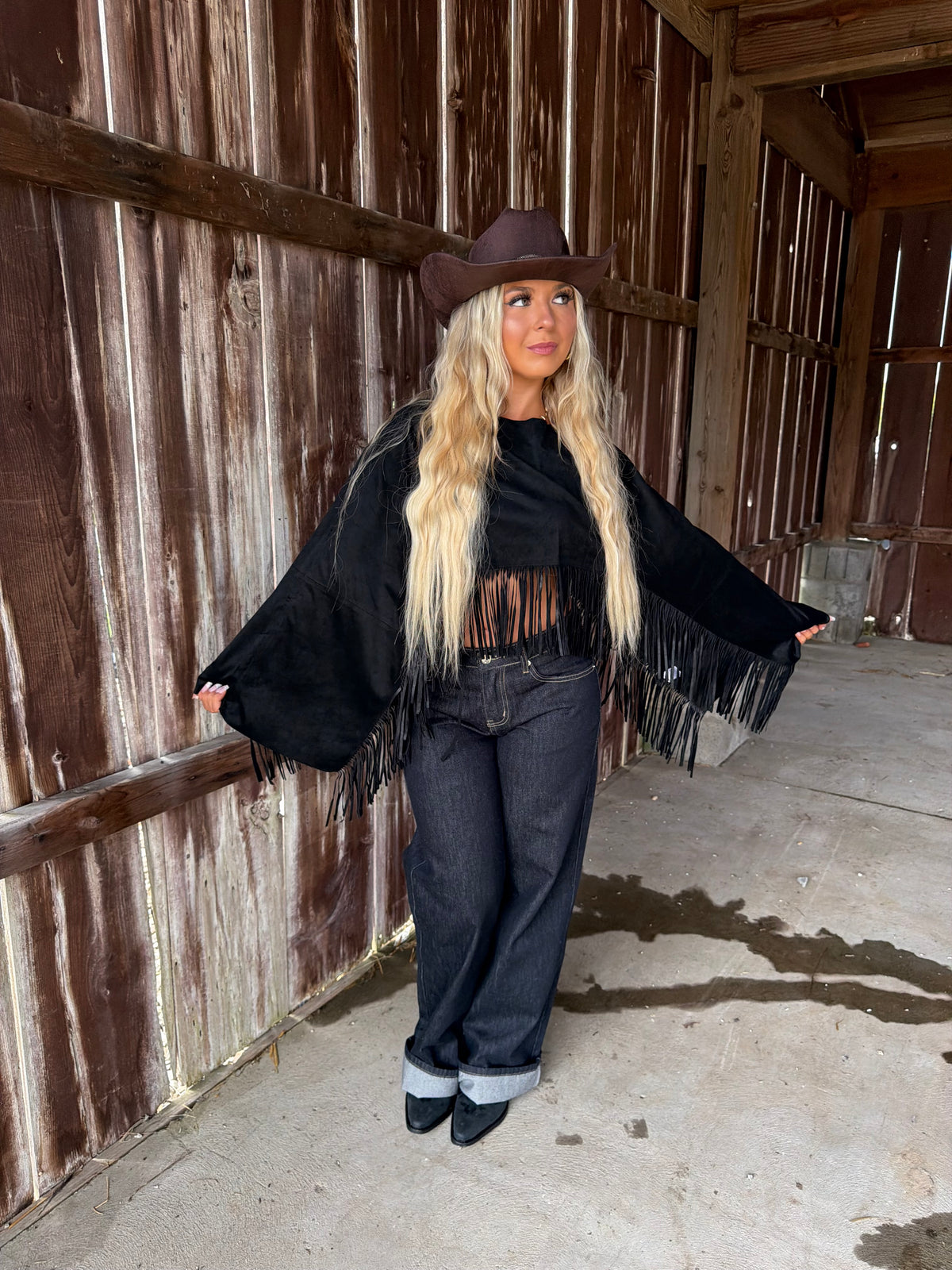 The Stallion Fringe Top in Black
