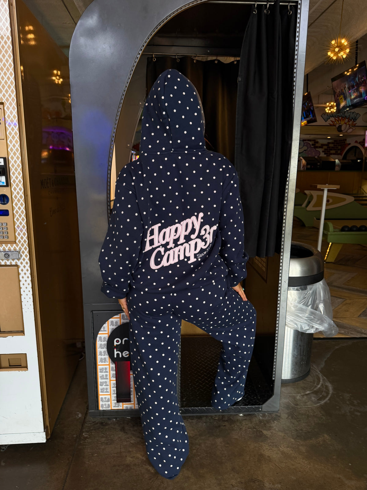 Happy Camp3r Polka Hoodie in Navy