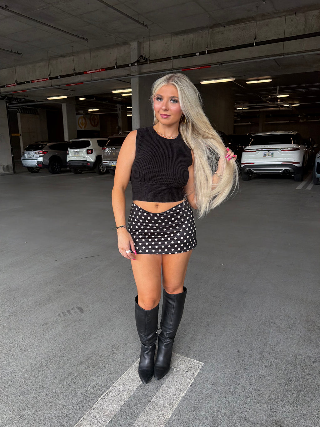 Polka Girl Skirt in Black