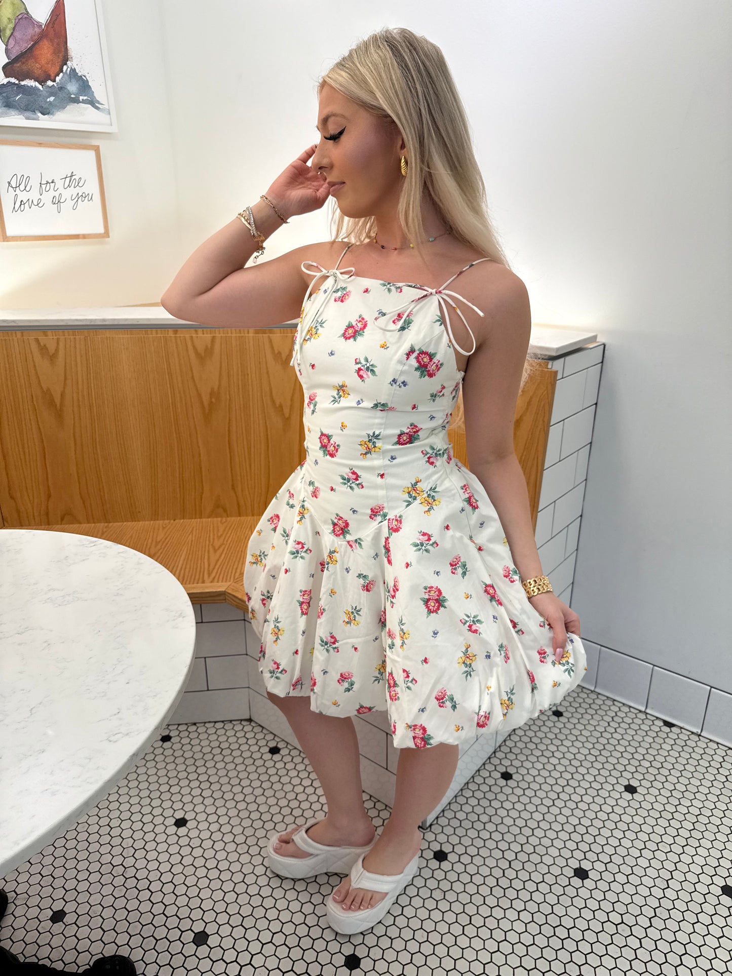 Feeling Different Floral Dress in Cream