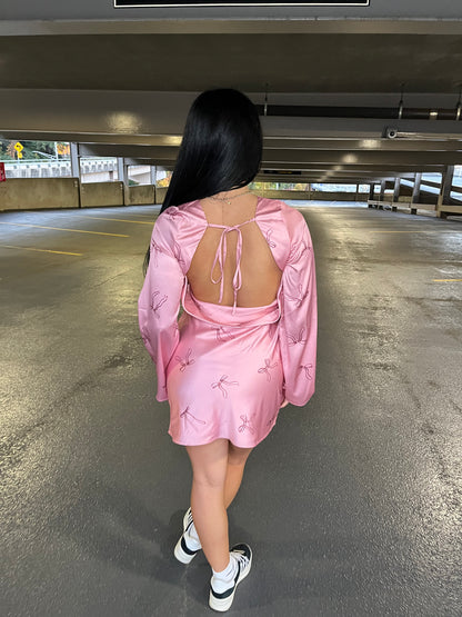 Rosè Silky Bow Dress