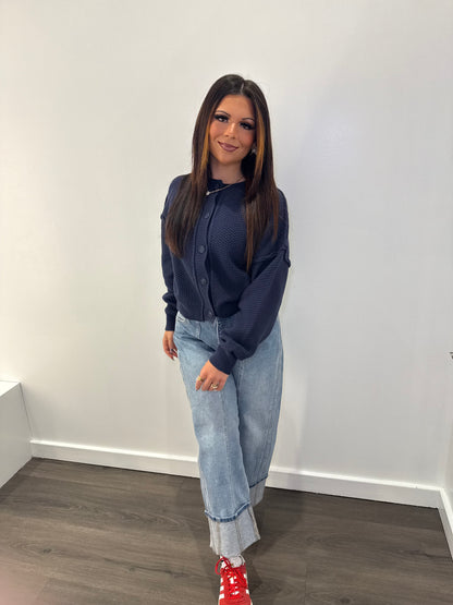 Willis Waffle Navy Cardi