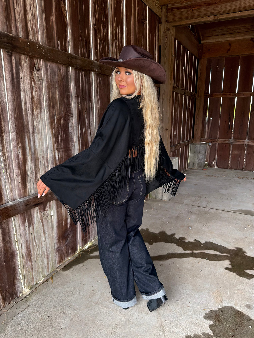 The Stallion Fringe Top in Black