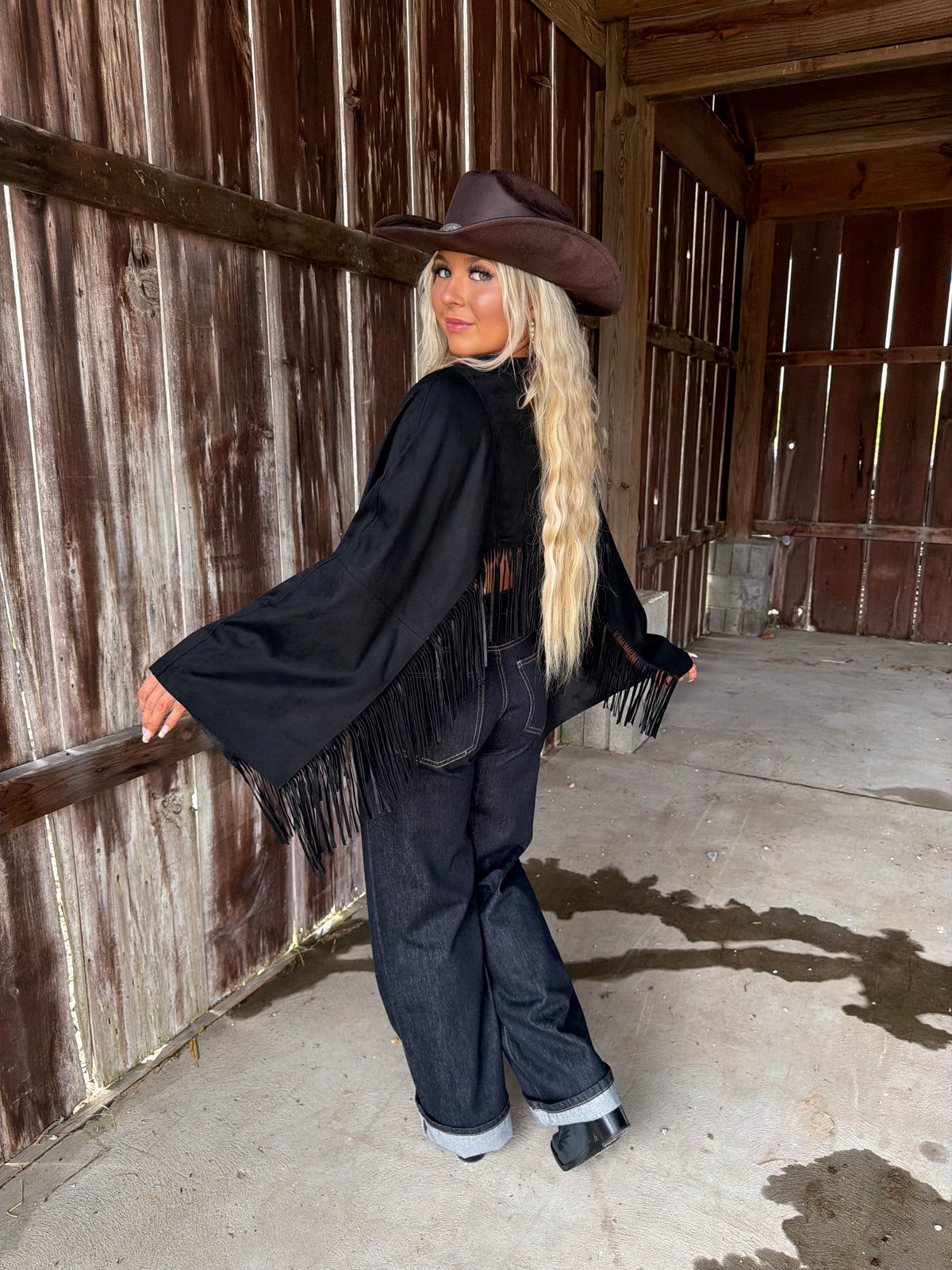 The Stallion Fringe Top in Black