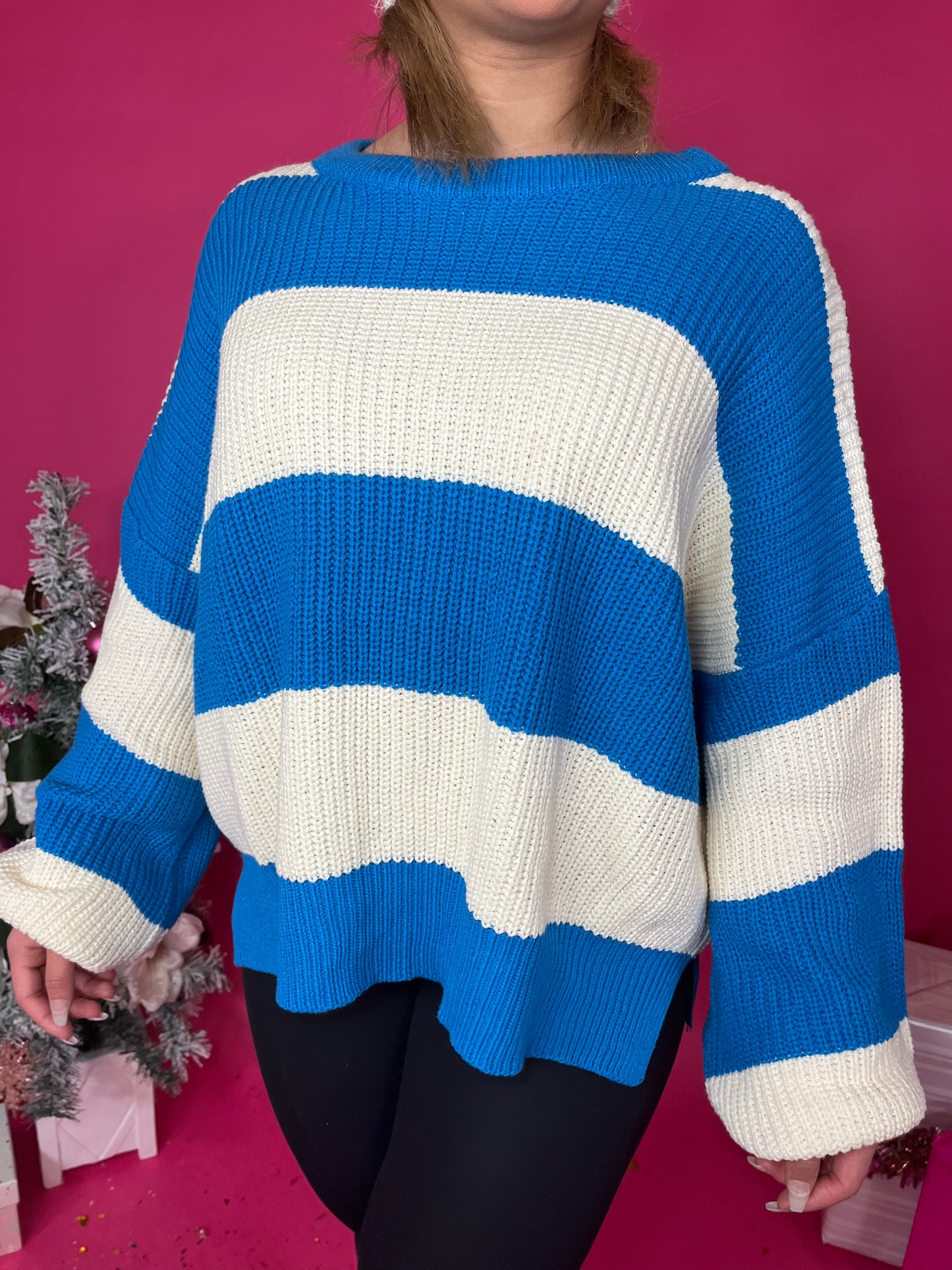 Love Language Striped Sweater in Blue