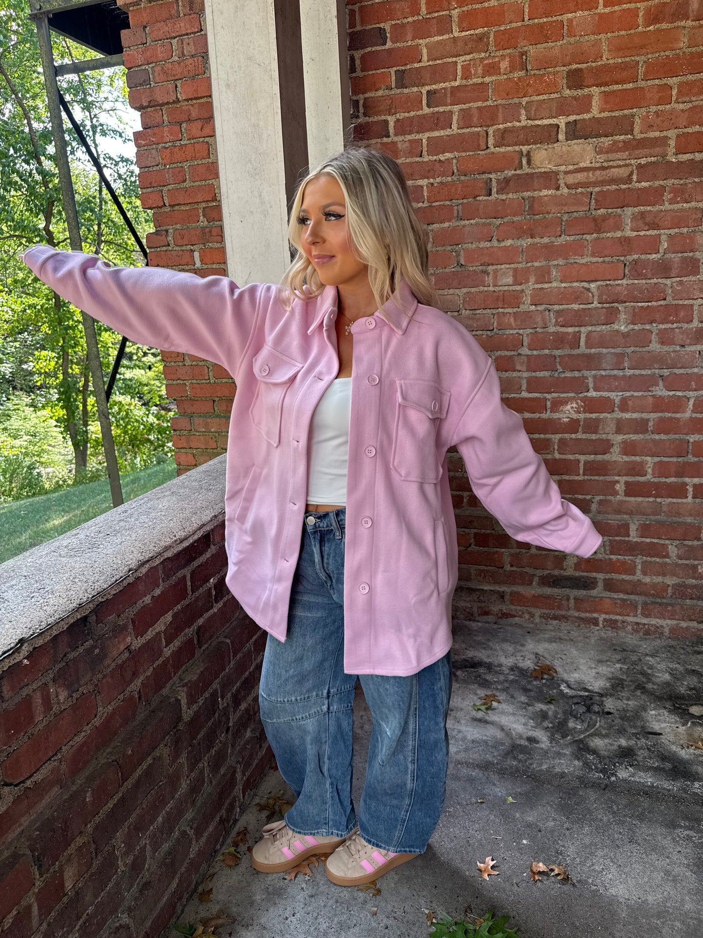 Shopping Addict Shacket in Blush