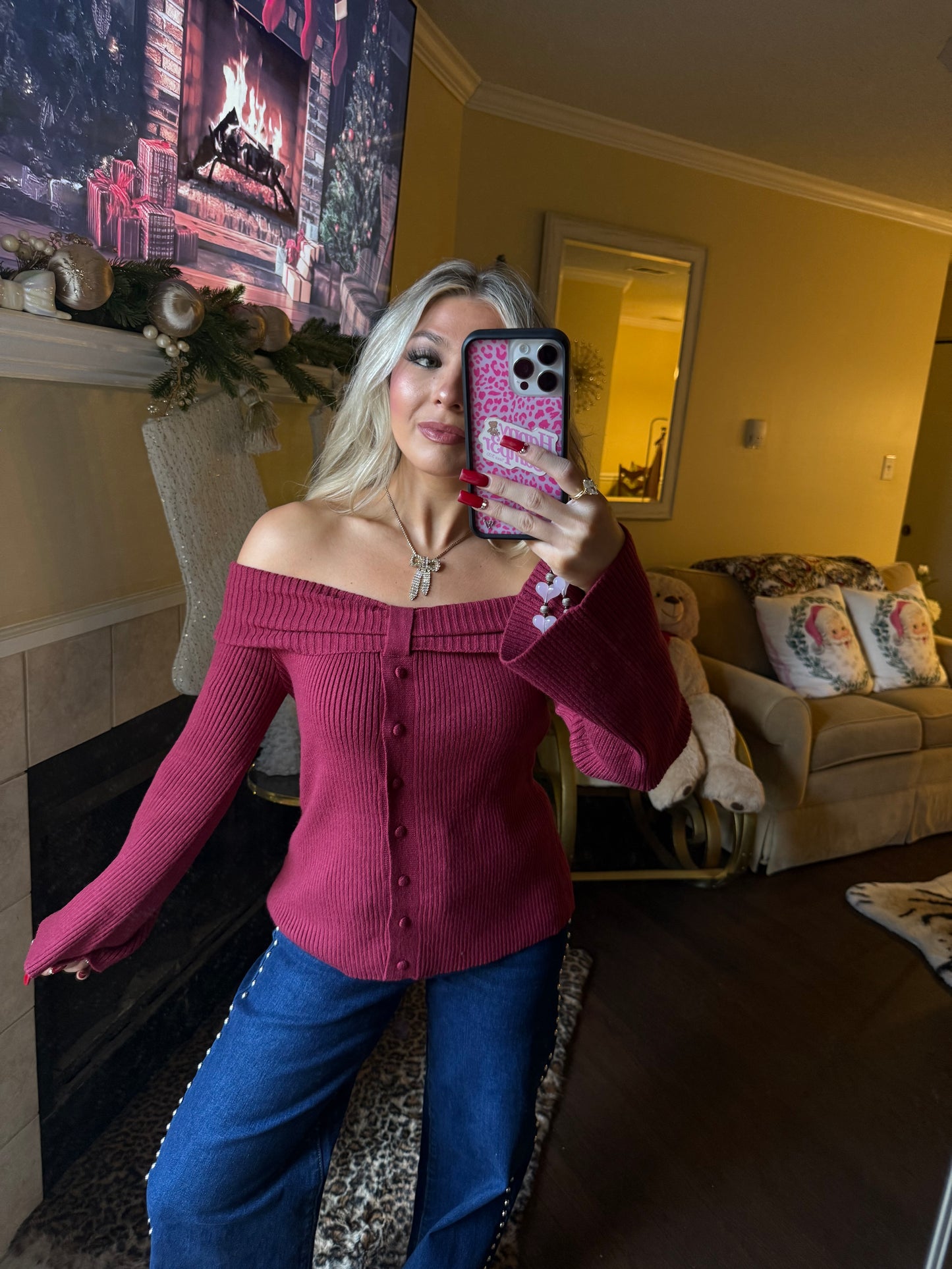 Burnt Kisses One Shoulder Sweater