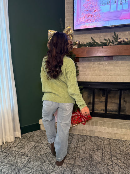 Sugar Girl Sweater Zip in OLIVE