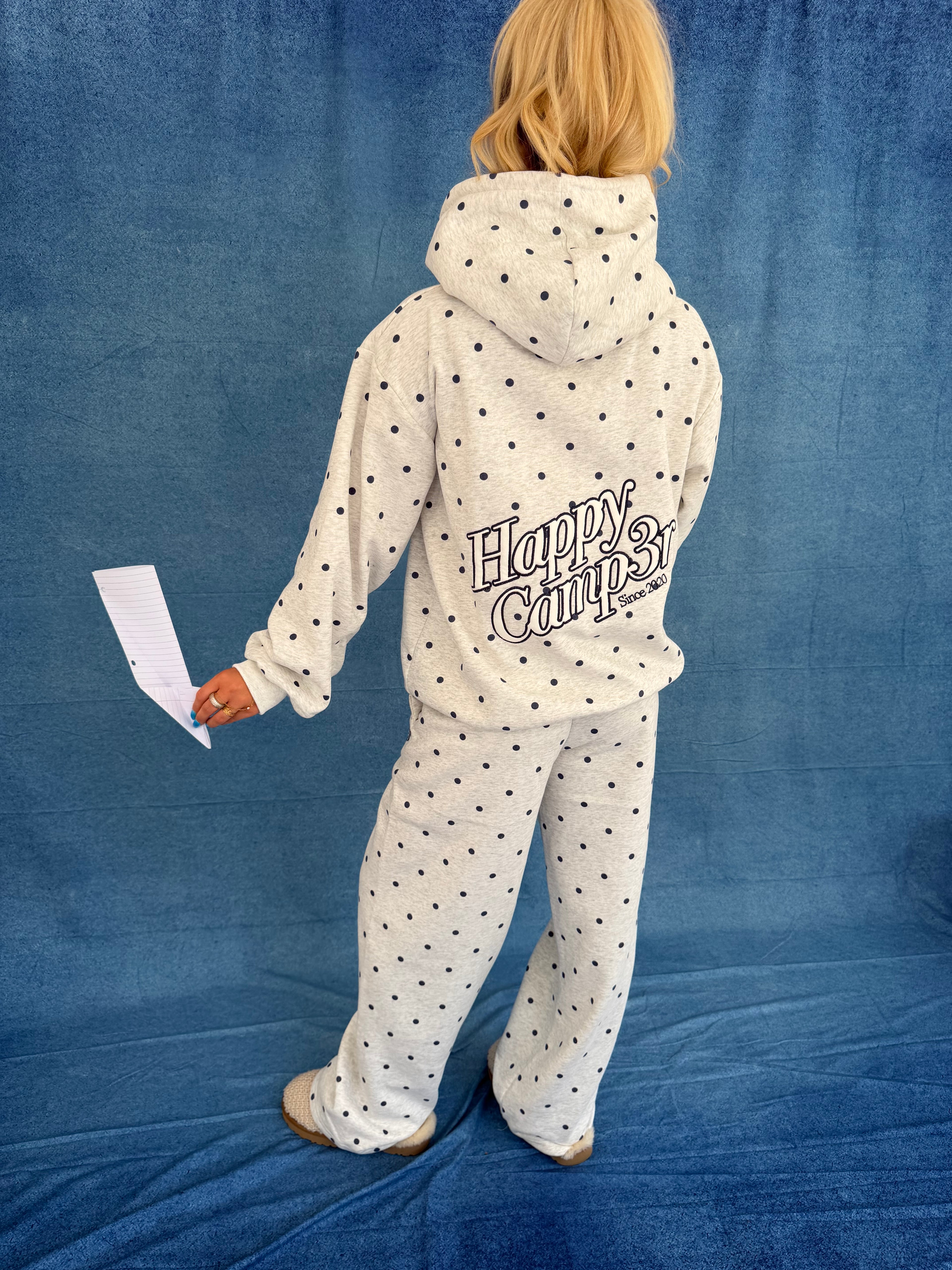 Heather Gray Polka Dot Appliqué Sweatpants