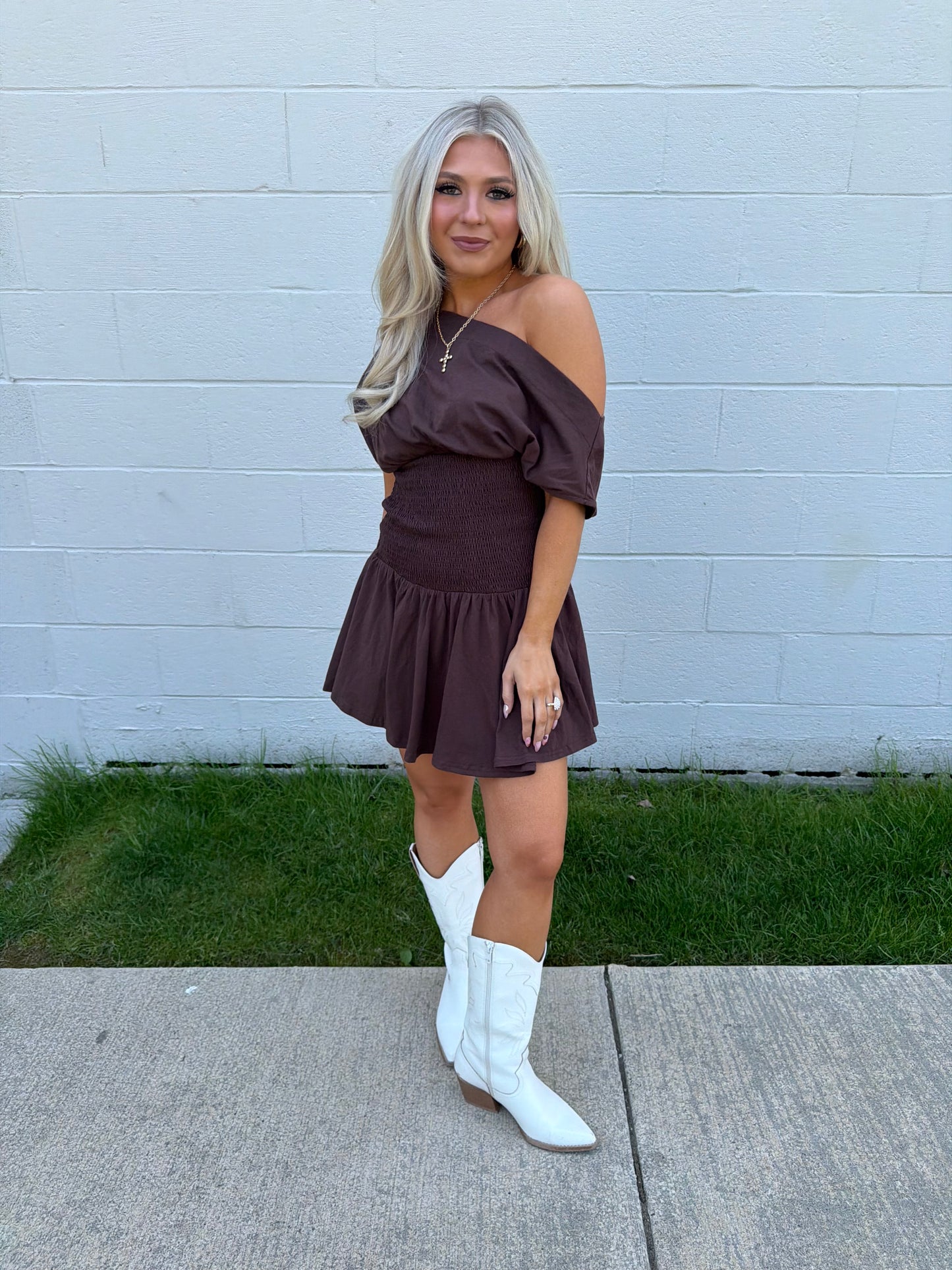 Super Simple Mini Dress in Brown