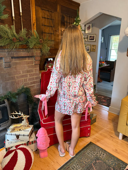Pink & White Santa Jammies (SOLD TOGETHER)