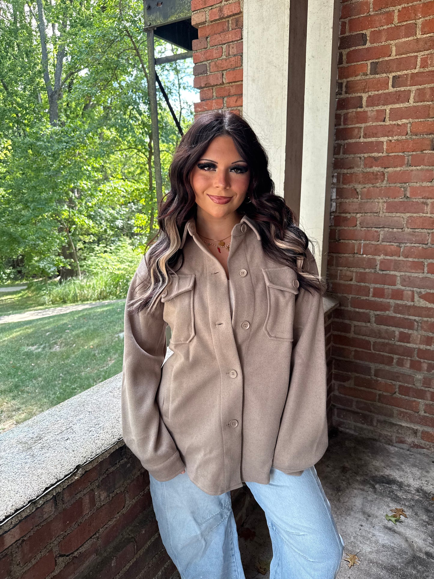 Shopping Addict Shacket in Taupe