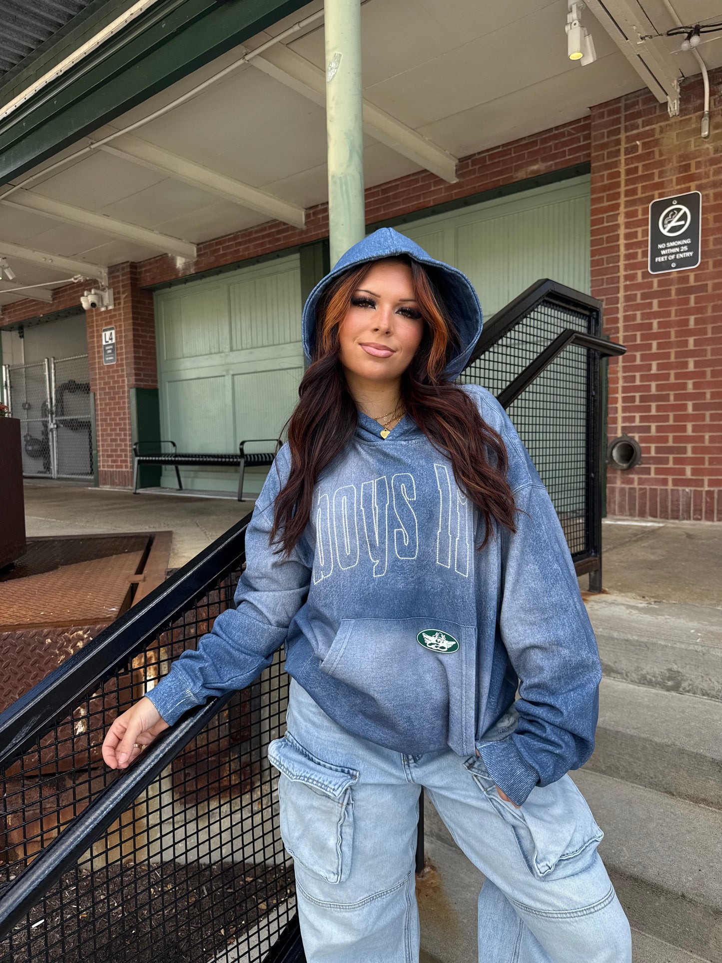 Boys Lie Done Denim Racer Hoodie