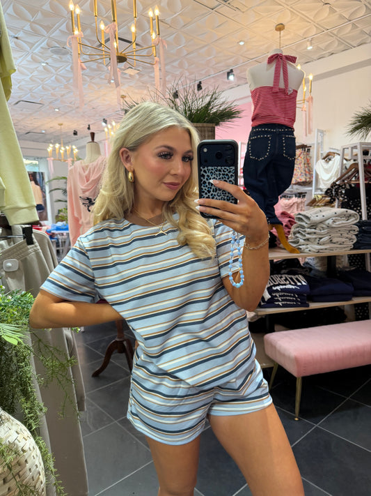 Bigger Issues Striped Set Blue (SHORTS)