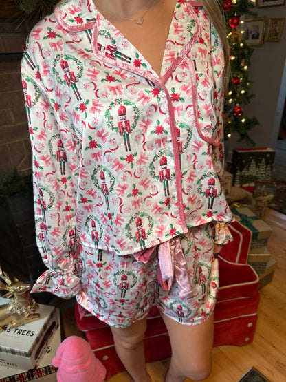 Pink & White Santa Jammies (SOLD TOGETHER)