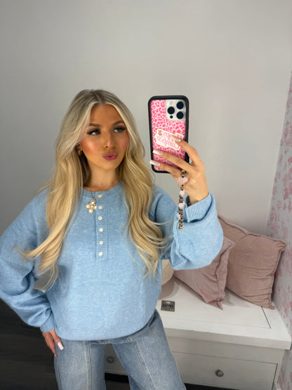 Baby Blue Henley Sweater