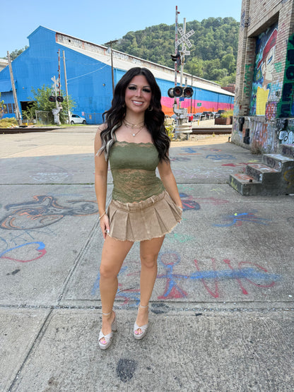 Lil Lace Olive Martini Tank