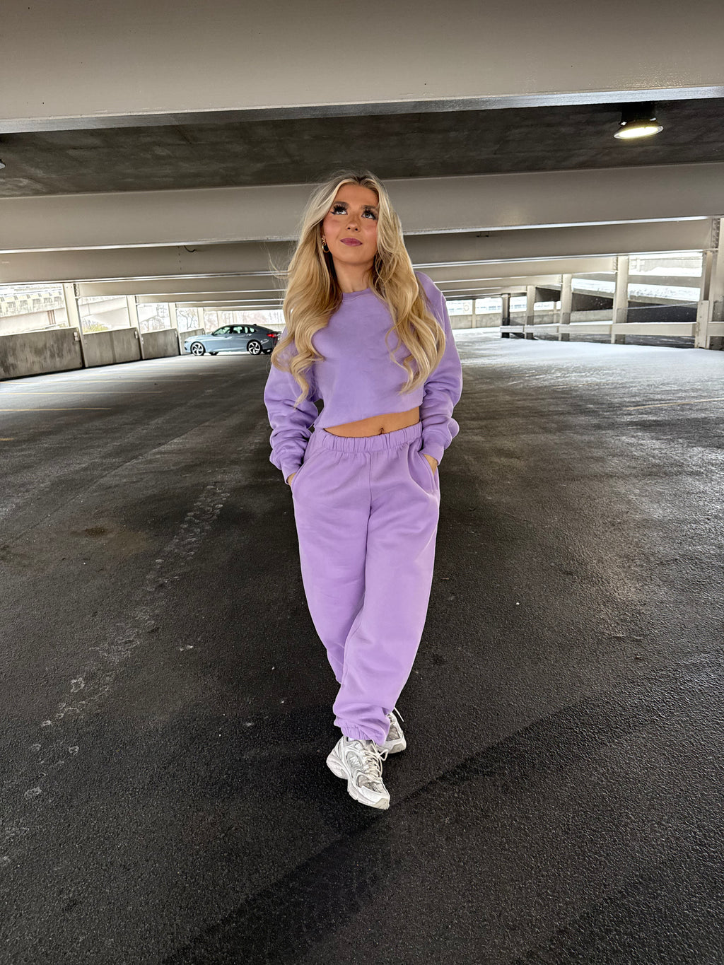So Fetch Cropped Crew in Bright Lav