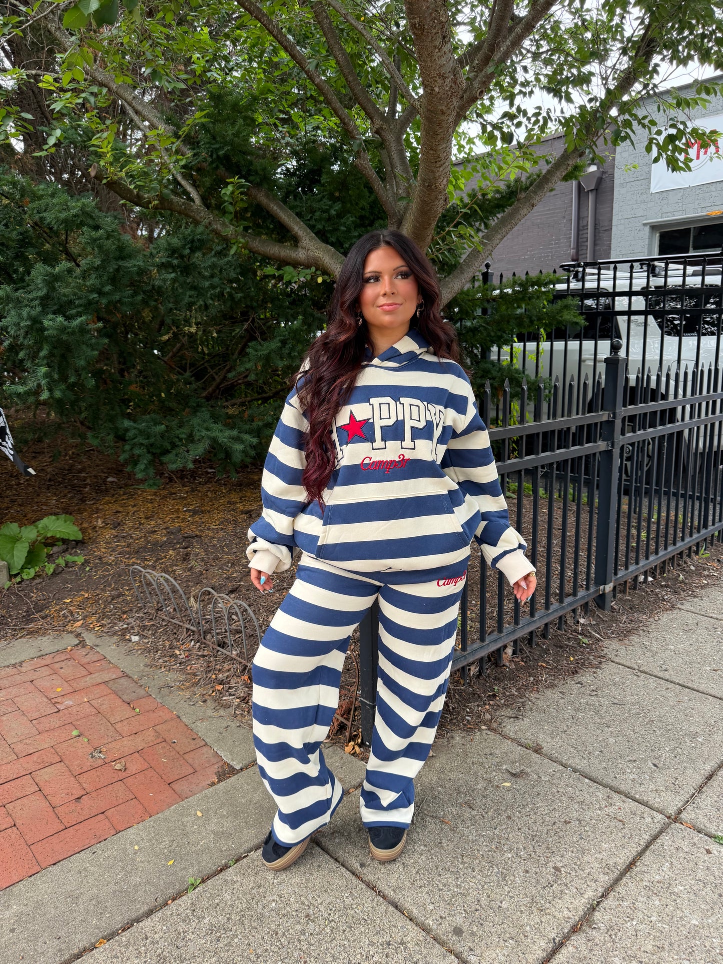 Happy Camp3r Indigo Stripe Sweatpants