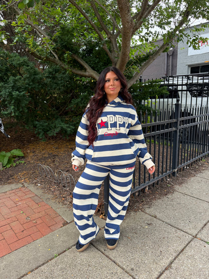 Happy Camp3r Indigo Stripe Sweatpants