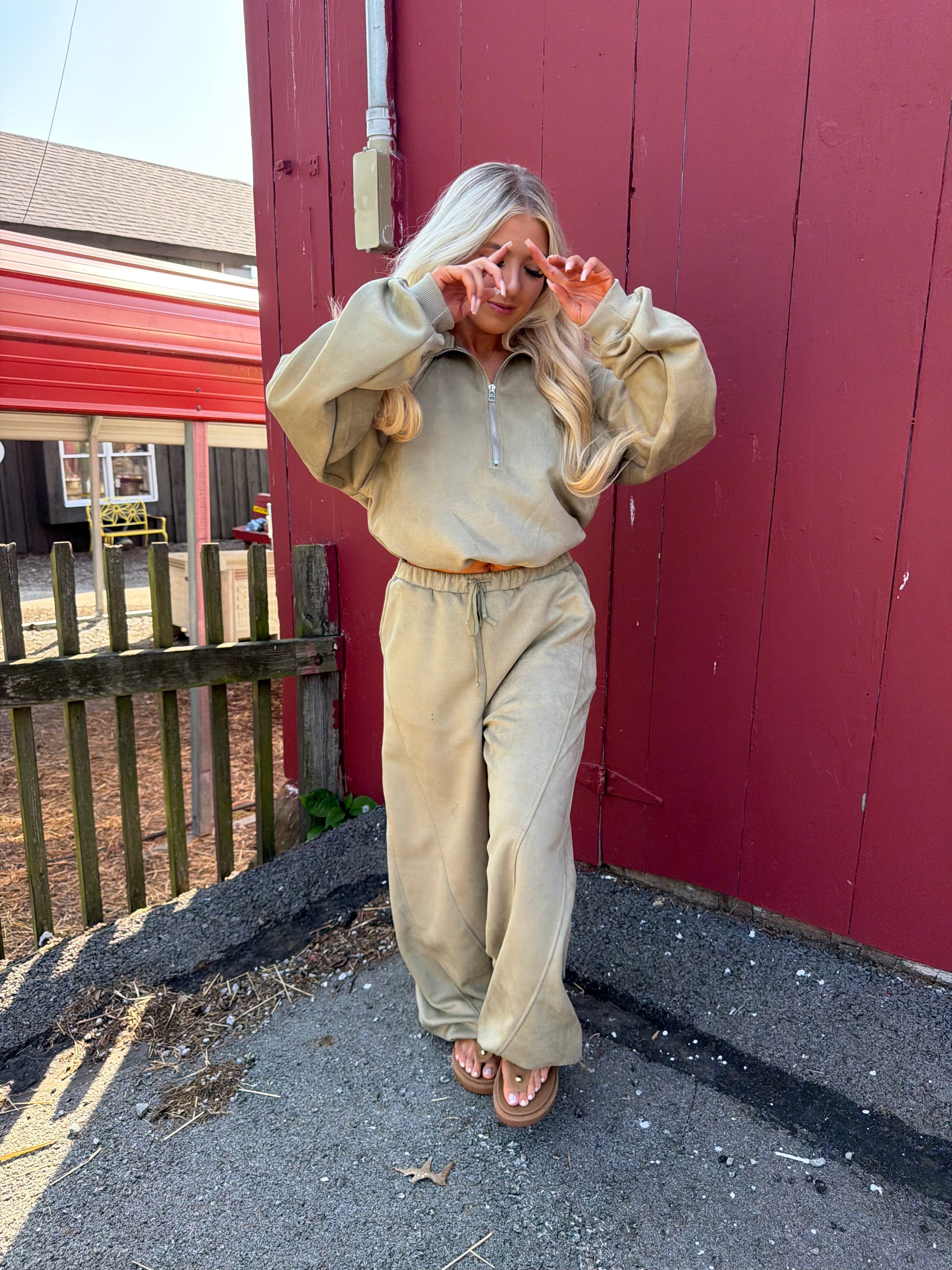 Sugar Suede Set (PANT) Olive